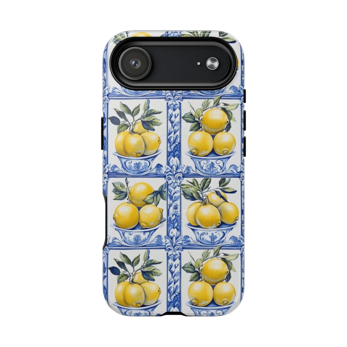Amalfi Lemon Tile Phone Case - Mediterranean Blue & Yellow