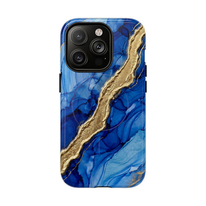 Blue Gold Marble Phone Case – Luxury Sapphire Geode Ink Art Design