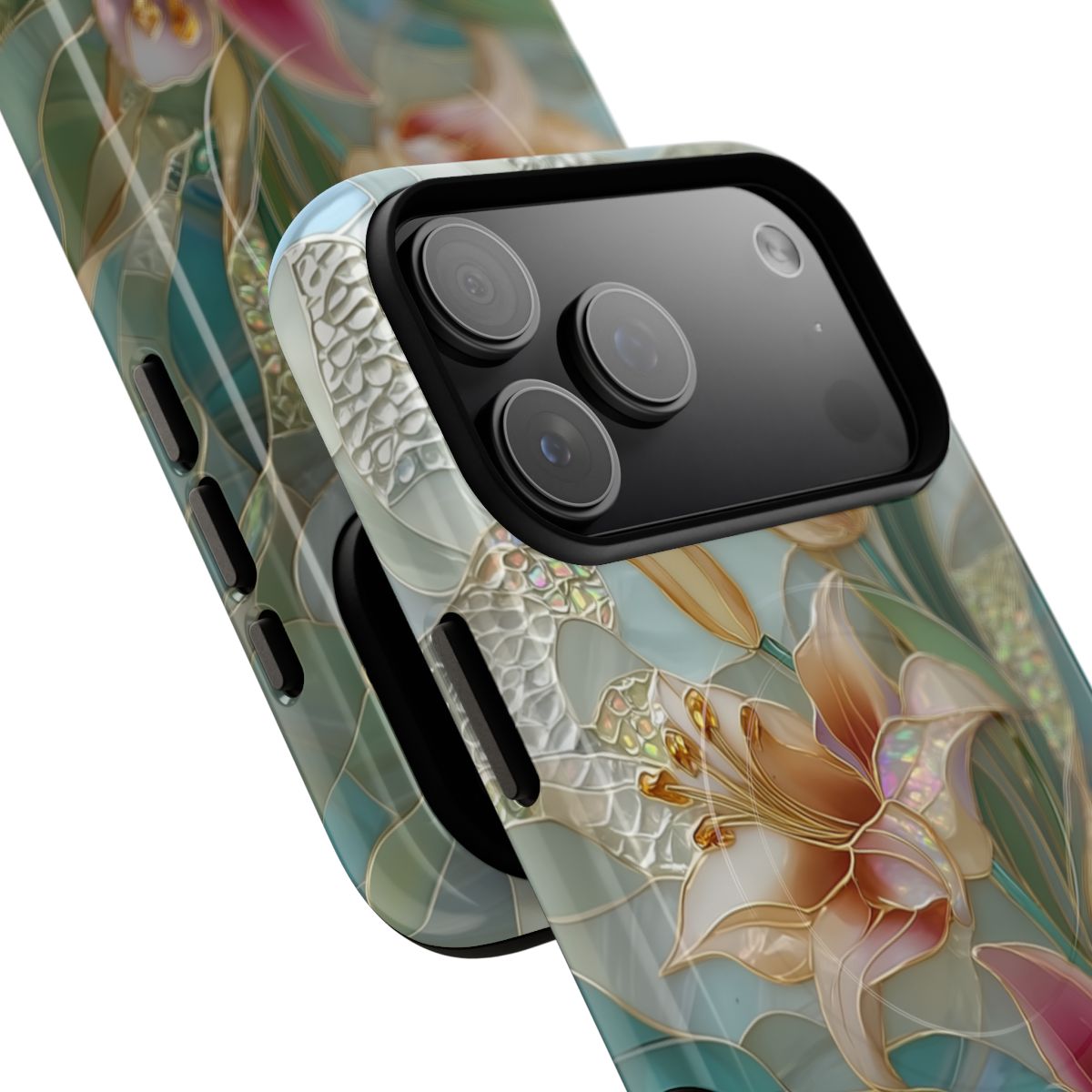 Mosaic Lily Phone Case - Stained Glass Floral Art