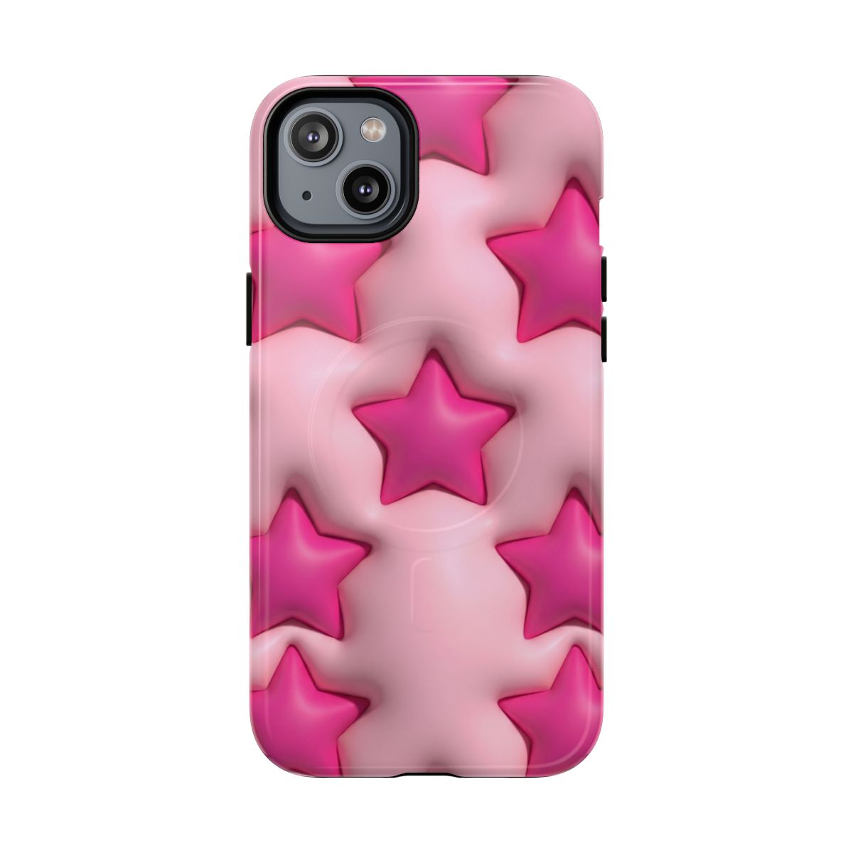 Pink Puffy Stars Aesthetic Phone Case - Cute Y2K Design