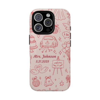 Pink Personalized Wedding Phone Case – Custom Name & Date Bridal Gift