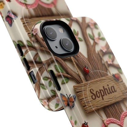 Personalized Bonus Mom Phone Case – Custom Name Clay Spring Garden Aesthetic