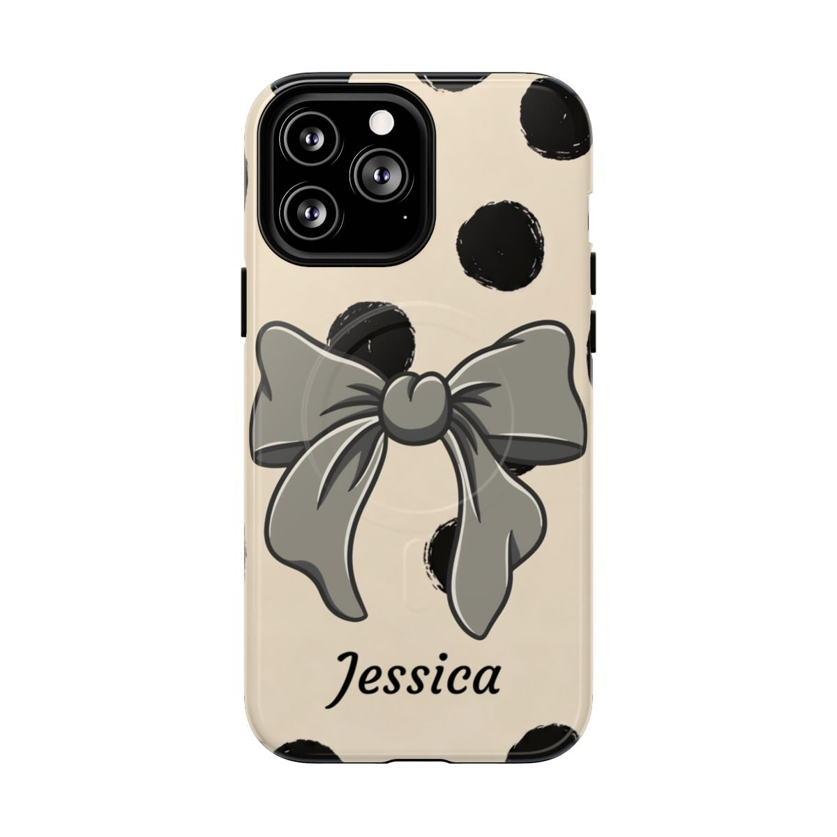 Personalized Polka Dot Bow Phone Case – Custom Name Coquette Retro Aesthetic