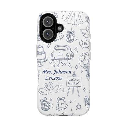 Navy Blue Personalized Wedding Phone Case – Custom Name & Date Bridal Gift