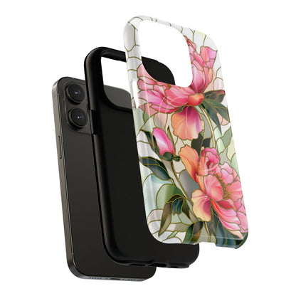 Stained Peony Phone Case - Gold Lead Mosaic Art