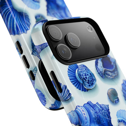 Deep Blue Shells Phone Case - Coastal Nautical Seashell Art