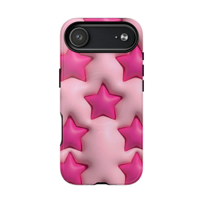 Pink Puffy Stars Aesthetic Phone Case - Cute Y2K Design