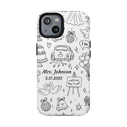 Black Wedding Phone Case – Personalized Name & Date Gift