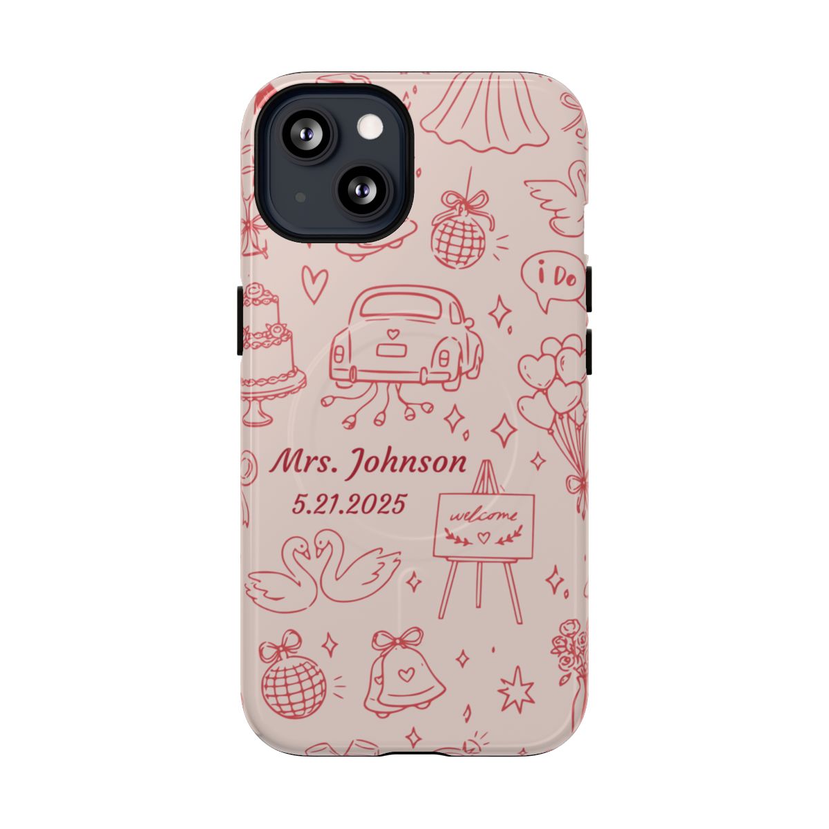 Pink Personalized Wedding Phone Case – Custom Name & Date Bridal Gift