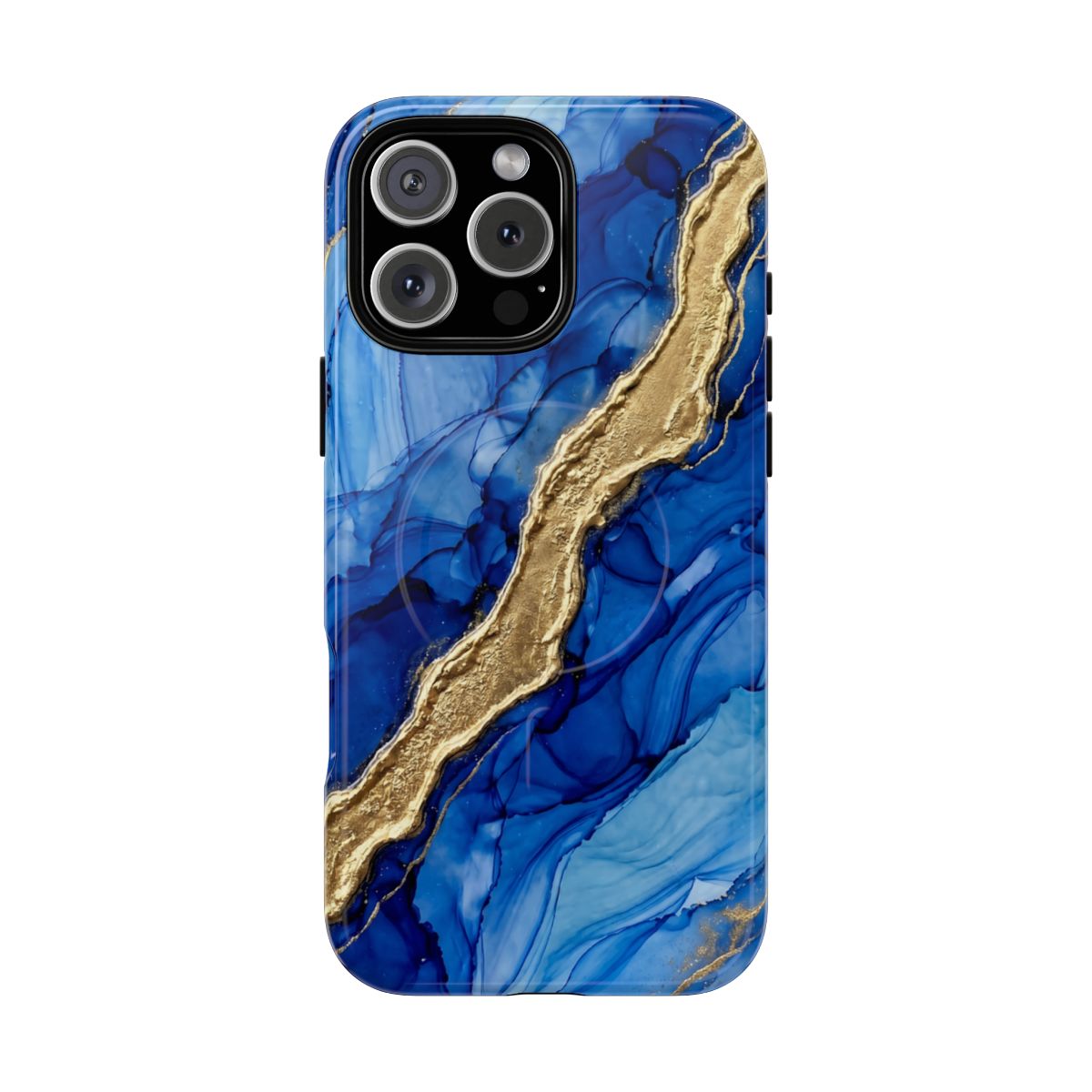 Blue Gold Marble Phone Case – Luxury Sapphire Geode Ink Art Design