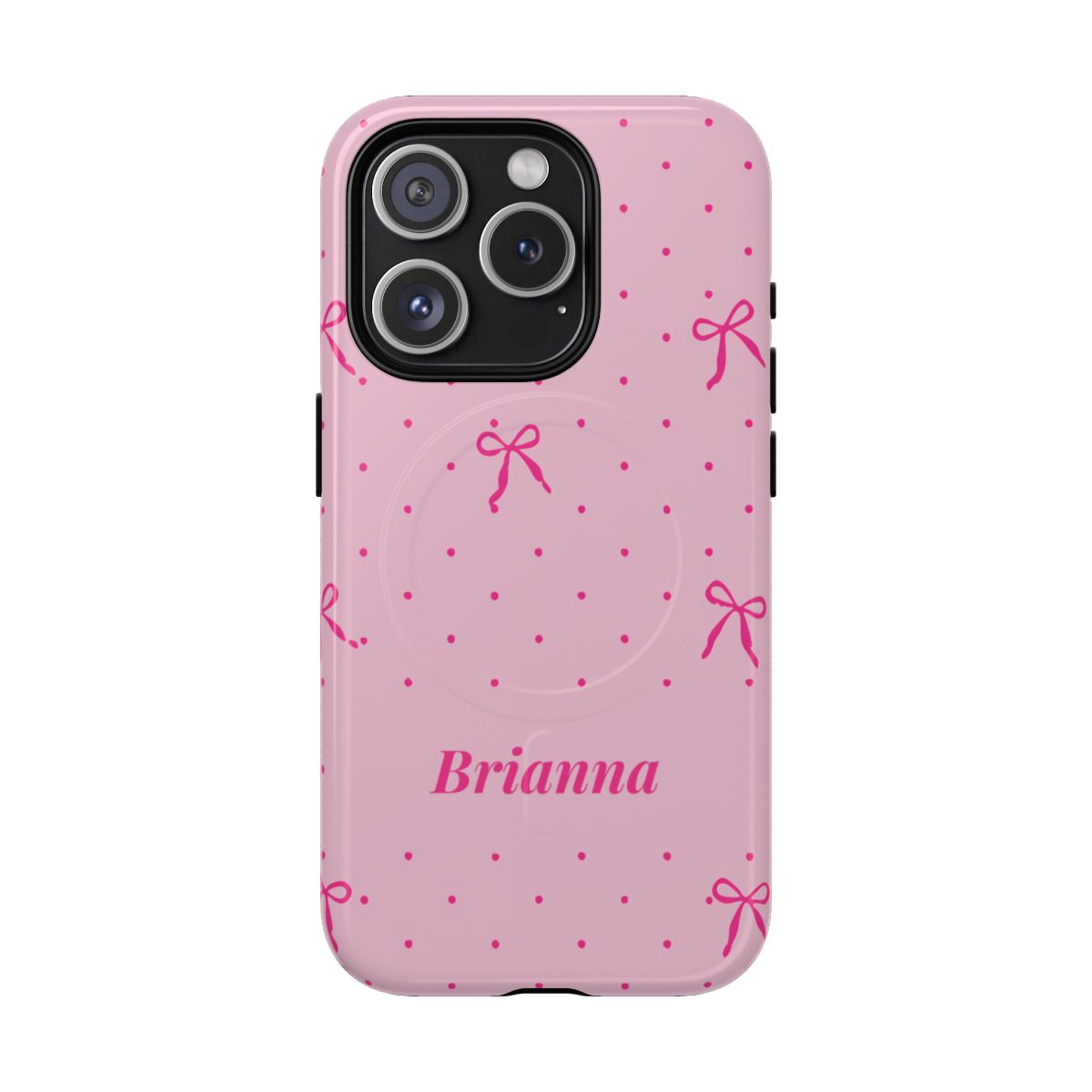 Personalized Pink Bow Phone Case – Custom Name Polka Dot Coquette Aesthetic