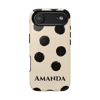 Personalized Polka Dot Phone Case – Custom Name Modern Abstract Aesthetic