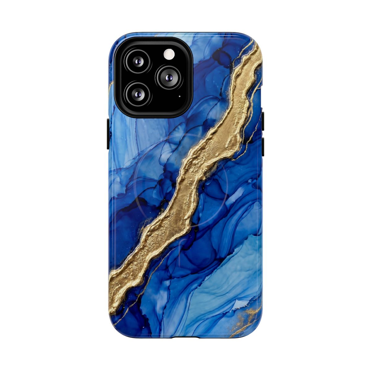 Blue Gold Marble Phone Case – Luxury Sapphire Geode Ink Art Design