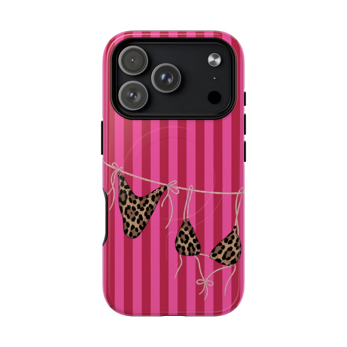 Leopard Bikini Striped Phone Case – Trendy Summer Beach Aesthetic