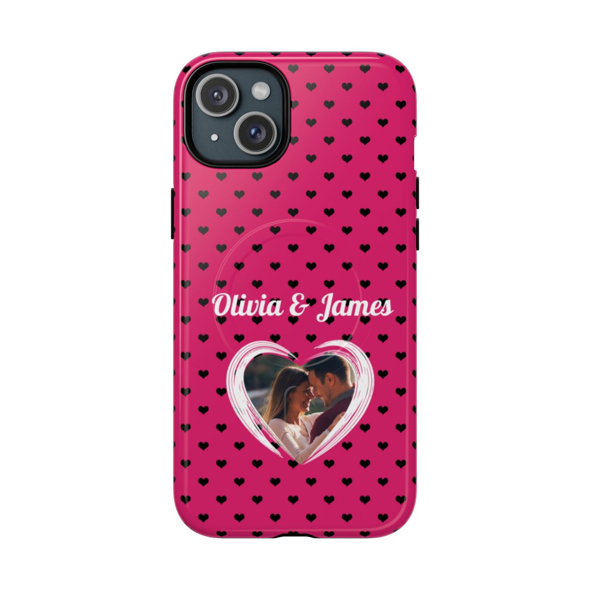 Personalized Photo Pink Heart Phone Case - Custom Photo & Name