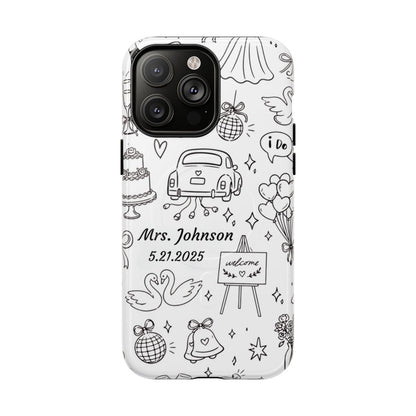 Black Wedding Phone Case – Personalized Name & Date Gift
