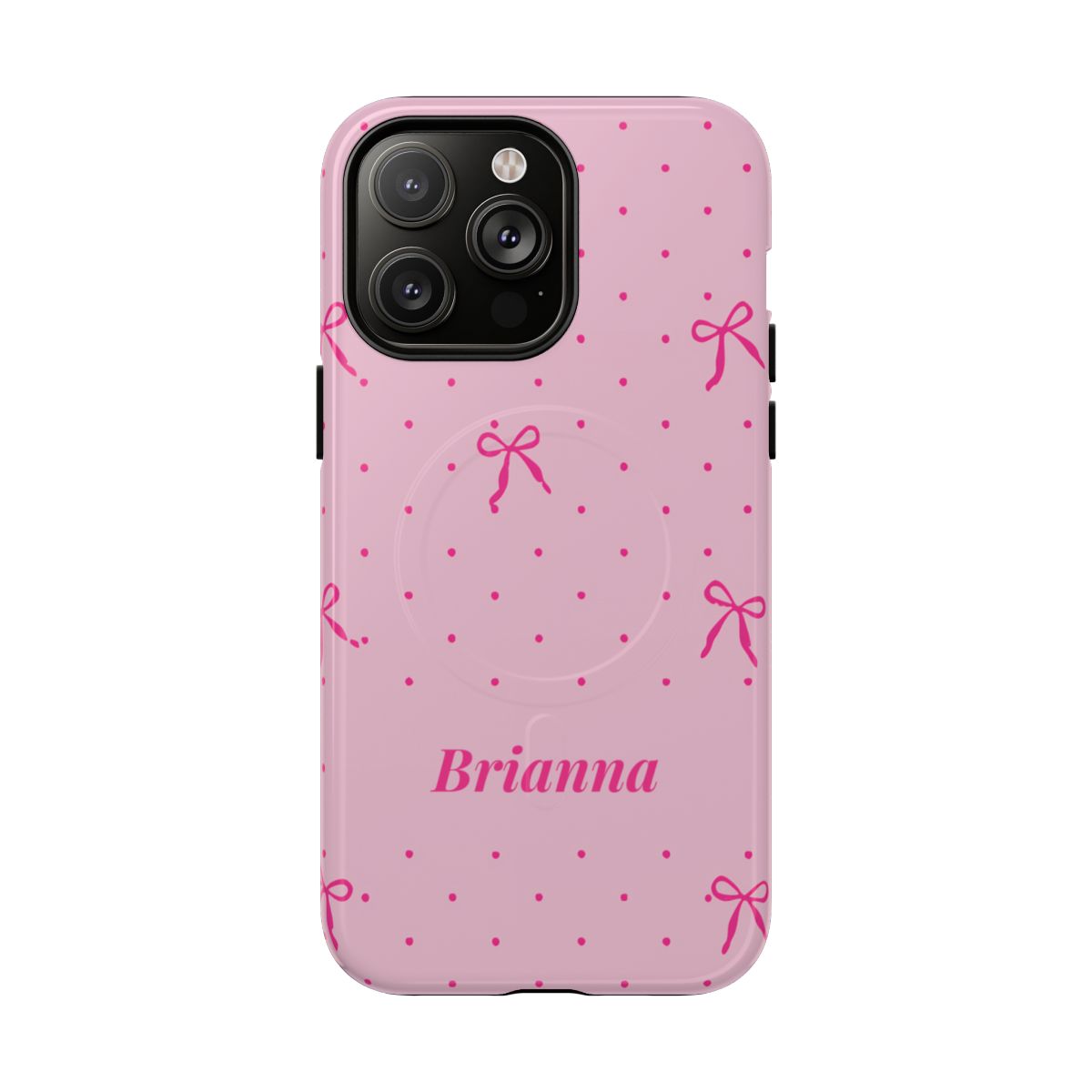 Personalized Pink Bow Phone Case – Custom Name Polka Dot Coquette Aesthetic