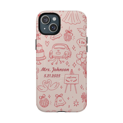 Pink Personalized Wedding Phone Case – Custom Name & Date Bridal Gift