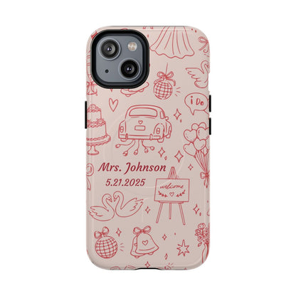 Pink Personalized Wedding Phone Case – Custom Name & Date Bridal Gift