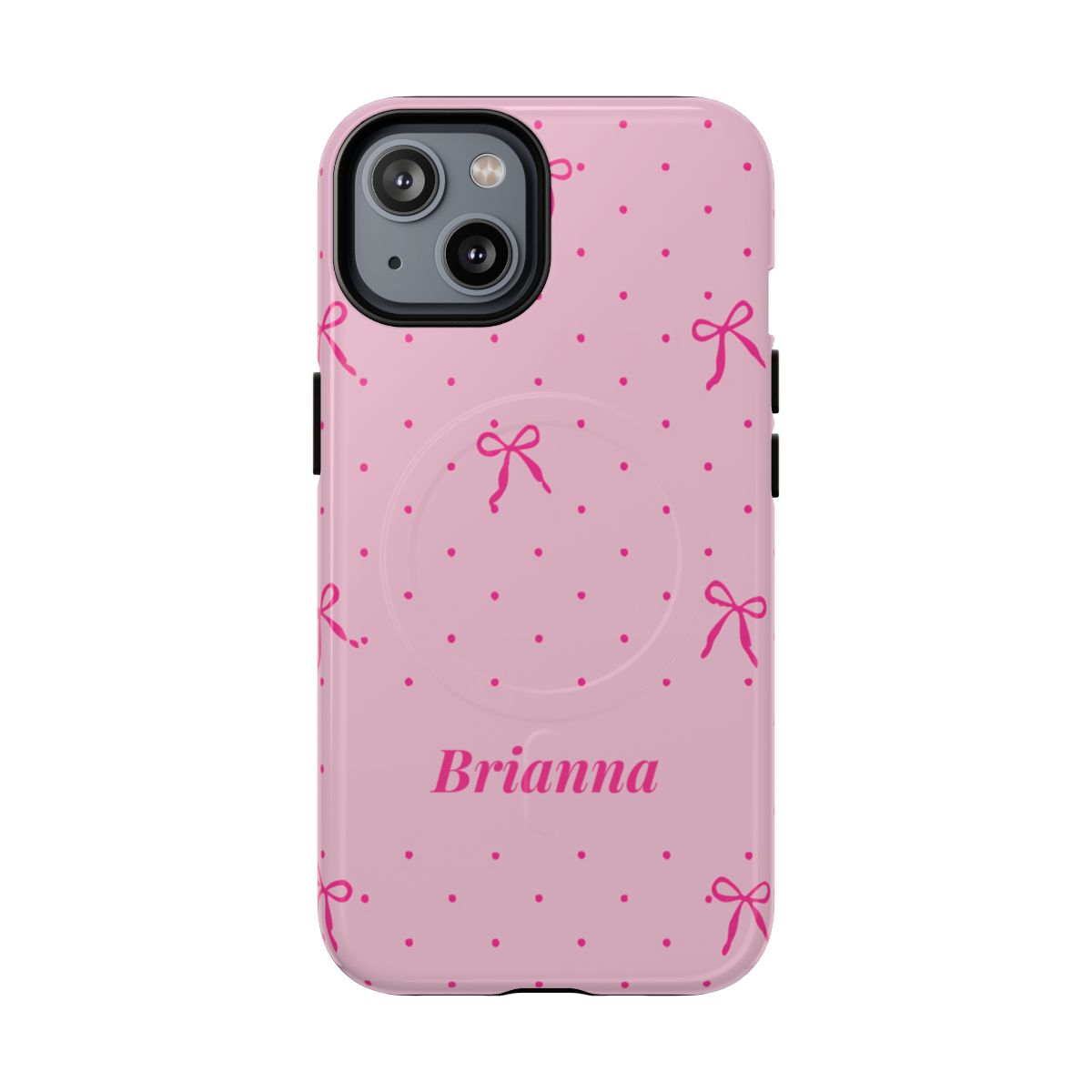 Personalized Pink Bow Phone Case – Custom Name Polka Dot Coquette Aesthetic