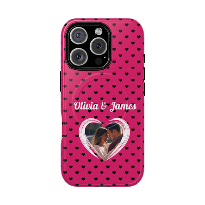 Personalized Photo Pink Heart Phone Case - Custom Photo & Name