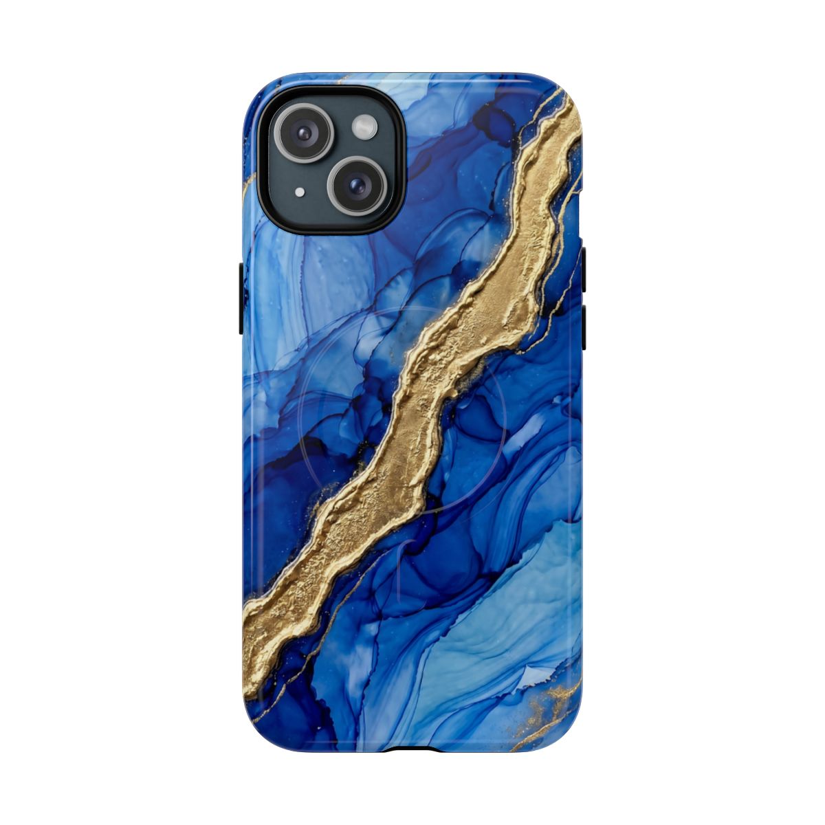Blue Gold Marble Phone Case – Luxury Sapphire Geode Ink Art Design
