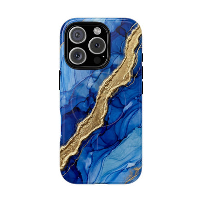 Blue Gold Marble Phone Case – Luxury Sapphire Geode Ink Art Design