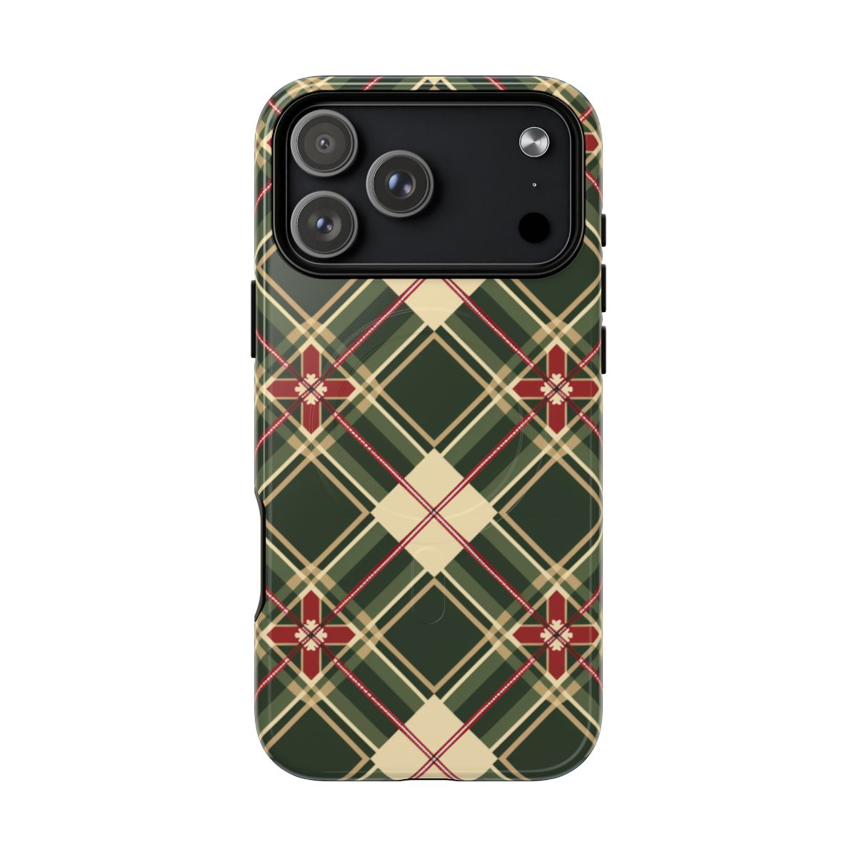 Green and Red Christmas Plaid Phone Case - Festive Patchwork
