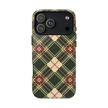 Green and Red Christmas Plaid Phone Case - Festive Patchwork