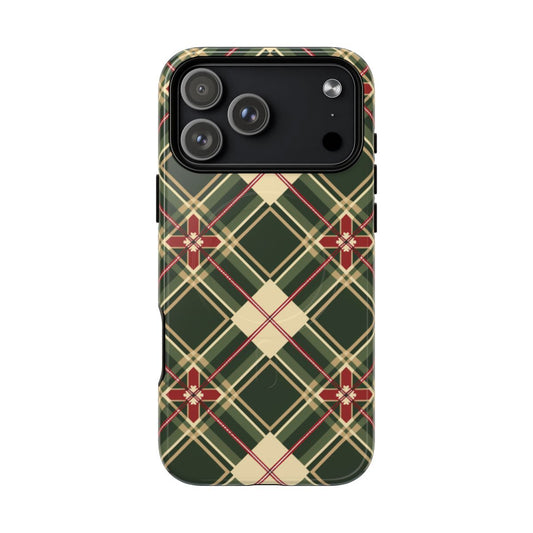 Green and Red Christmas Plaid Phone Case - Festive Patchwork
