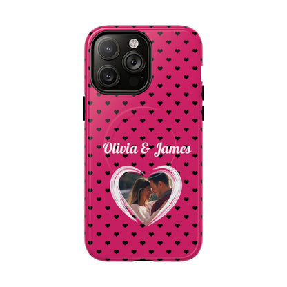 Personalized Photo Pink Heart Phone Case - Custom Photo & Name