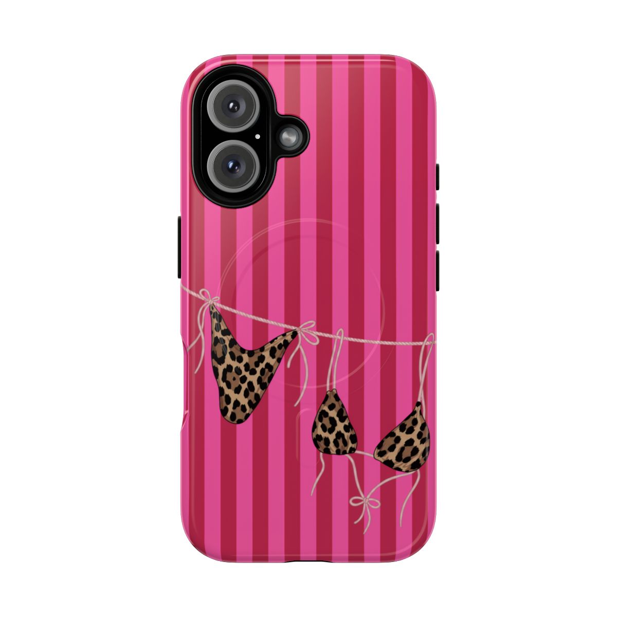 Leopard Bikini Striped Phone Case – Trendy Summer Beach Aesthetic