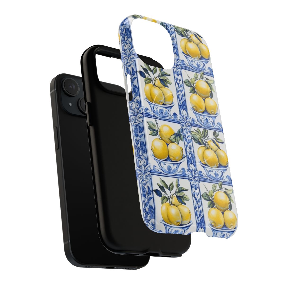Amalfi Lemon Tile Phone Case - Mediterranean Blue & Yellow