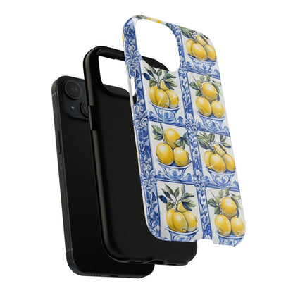 Amalfi Lemon Tile Phone Case - Mediterranean Blue & Yellow