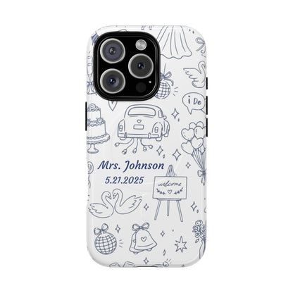 Navy Blue Personalized Wedding Phone Case – Custom Name & Date Bridal Gift