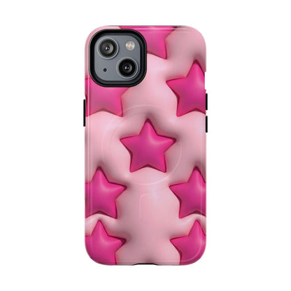 Pink Puffy Stars Aesthetic Phone Case - Cute Y2K Design
