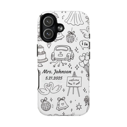 Black Wedding Phone Case – Personalized Name & Date Gift