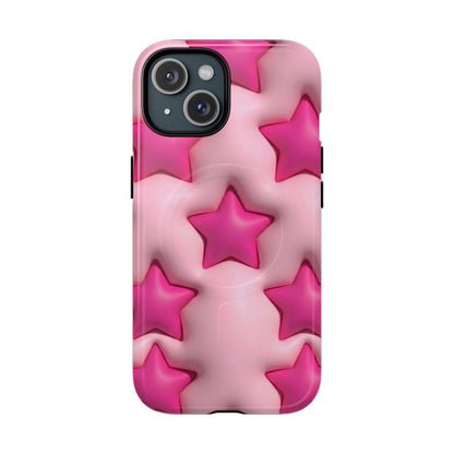 Pink Puffy Stars Aesthetic Phone Case - Cute Y2K Design