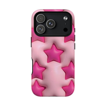 Pink Puffy Stars Aesthetic Phone Case - Cute Y2K Design