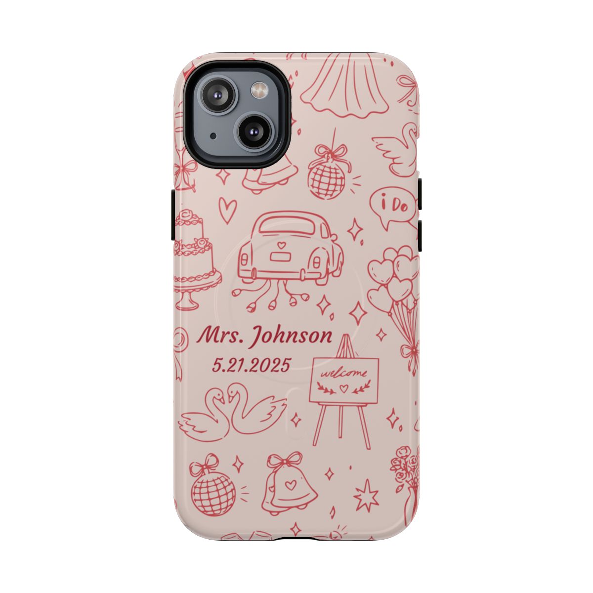 Pink Personalized Wedding Phone Case – Custom Name & Date Bridal Gift