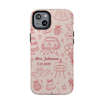 Pink Personalized Wedding Phone Case – Custom Name & Date Bridal Gift