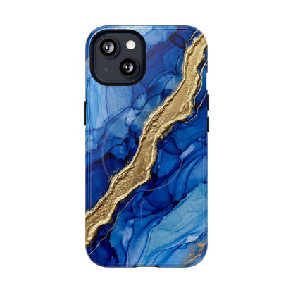 Blue Gold Marble Phone Case – Luxury Sapphire Geode Ink Art Design
