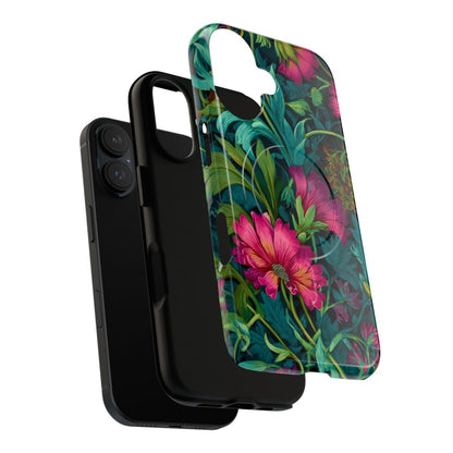 Deep Forest Floral Phone Case - Dark Botanical Illustration