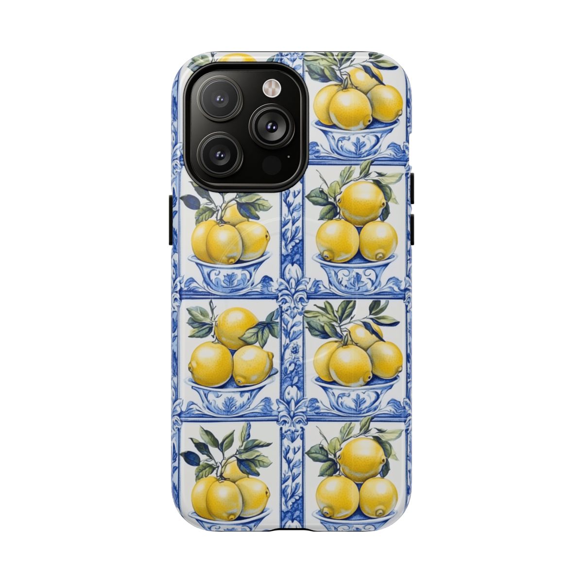 Amalfi Lemon Tile Phone Case - Mediterranean Blue & Yellow