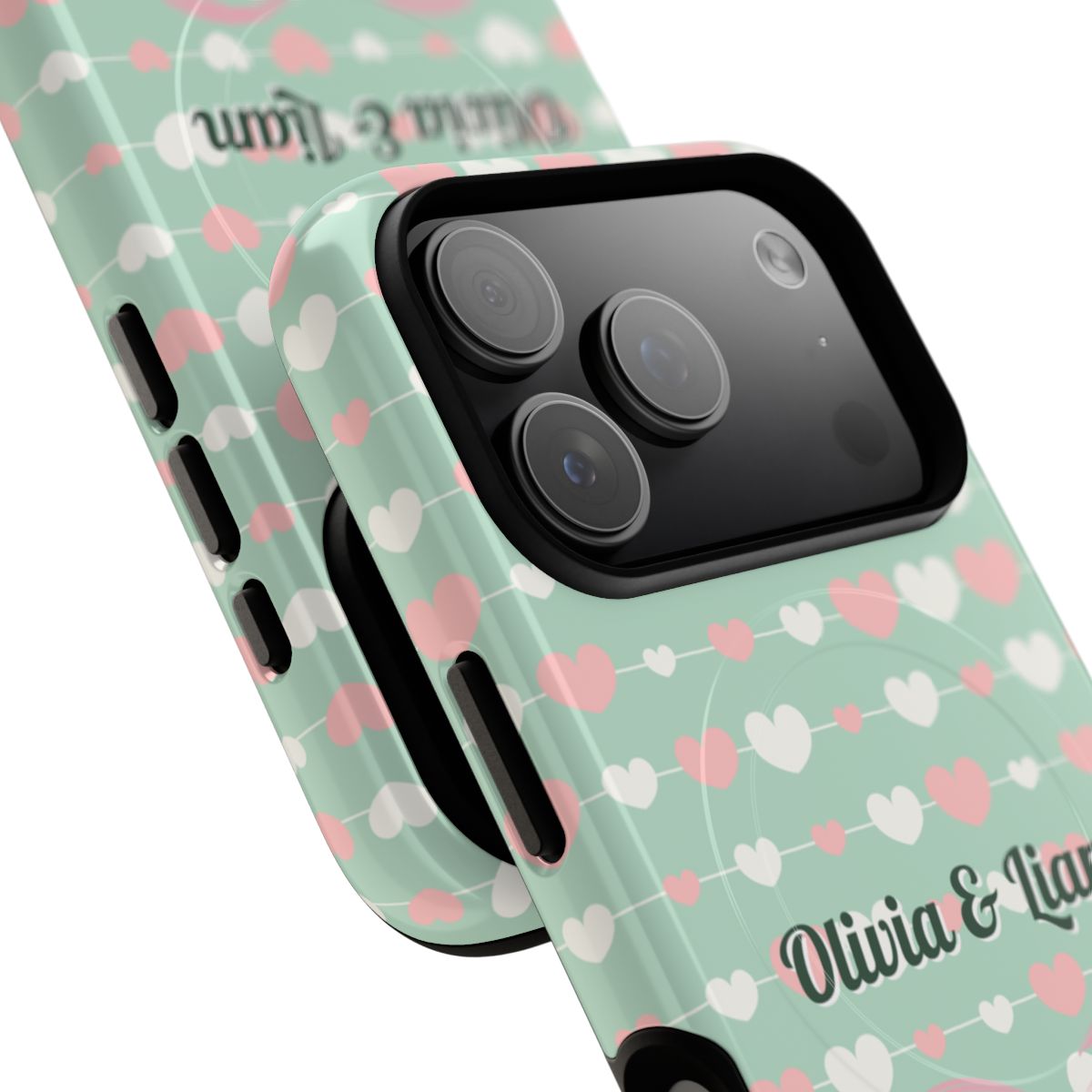 Personalized Mint Green Heart Phone Case - Custom Name and Photo