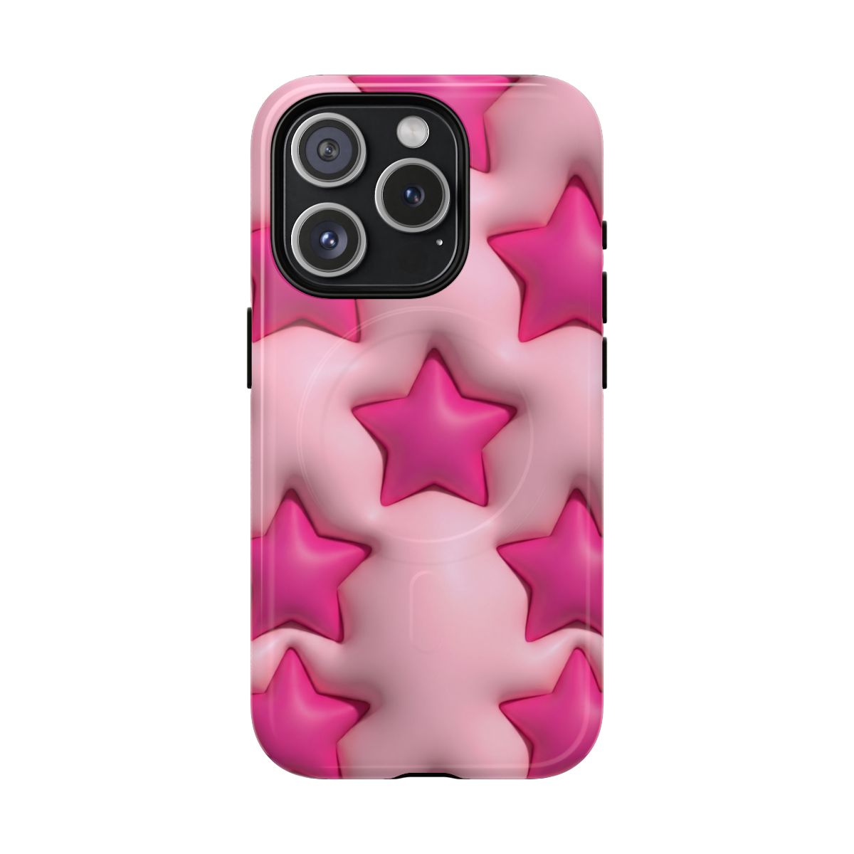 Pink Puffy Stars Aesthetic Phone Case - Cute Y2K Design