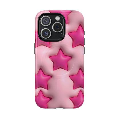 Pink Puffy Stars Aesthetic Phone Case - Cute Y2K Design
