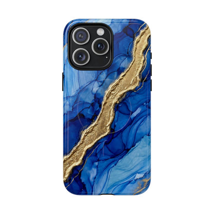 Blue Gold Marble Phone Case – Luxury Sapphire Geode Ink Art Design