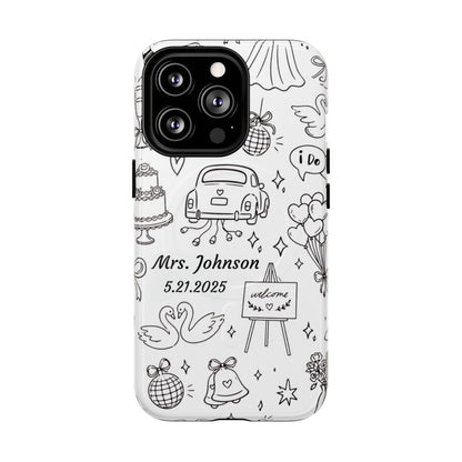 Black Wedding Phone Case – Personalized Name & Date Gift