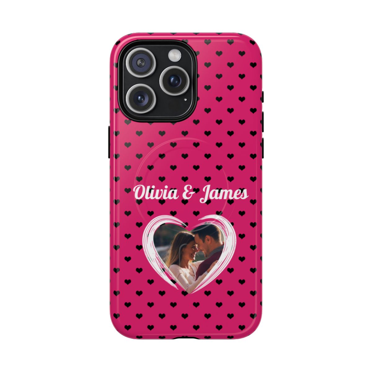 Personalized Photo Pink Heart Phone Case - Custom Photo & Name